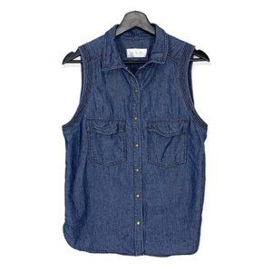 ALC Blue Chambray Sleeveless Button Up Top Medium
